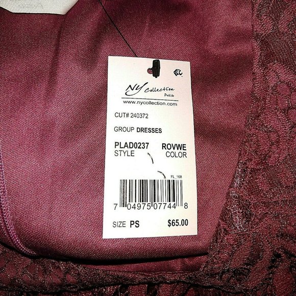 NY Collection Petite Size Petite Small Dress Lace Shift Illusion Sleeve - Picture 8 of 8